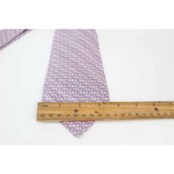 Fendi Tie Mens Purple FF Monogram Zucca 100% Silk Made In Italy